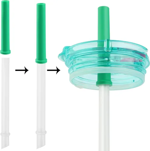 Vista 3 de Pajitas de repuesto compatibles con vaso Reduce Coldee, taza para niños de 14 onzas, paquete de 6 popotes y 1 cepillo de limpieza.