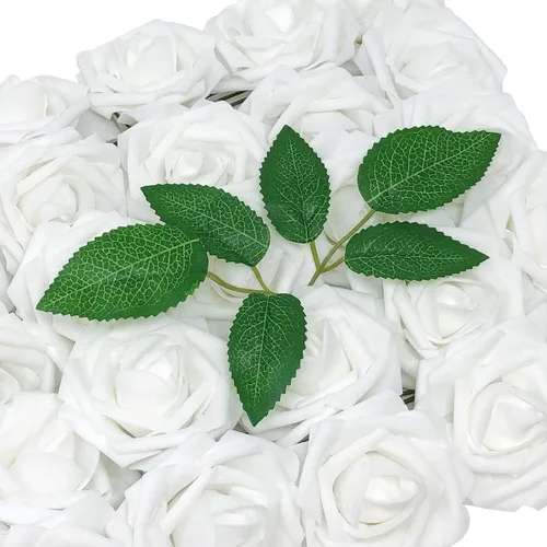 Vista 19 de Wrapables® Flor de rosa artificial, flores de tacto real para ramos de boda y centros de mesa, aguamarina
