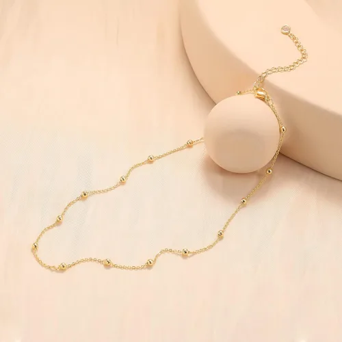 Vista 5 de CHESKY - Gargantilla de oro para mujer, chapado en plataoro de 14 quilates, gargantilla de cuentas satélite, delgada, de moda, collares de clip