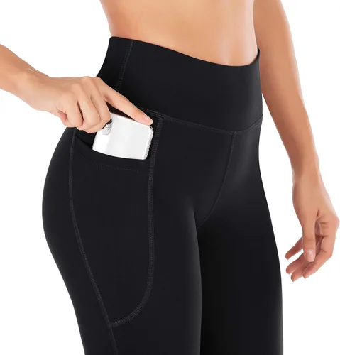 Vista 2 de Heathyoga - Pantalones deportivos rectos para mujer, con bolsillos, cintura alta, para yoga, entrenamiento, trabajo o de vestir.