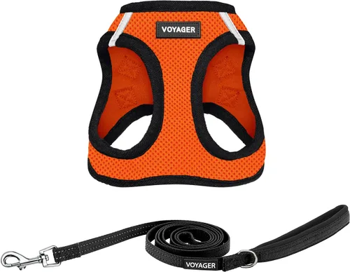 Vista 31 de Arnés de malla Voyager Step-in Air para todo clima y correa reflectante para perro de 5 pies, combo con mango de neopreno, para cachorros de razas