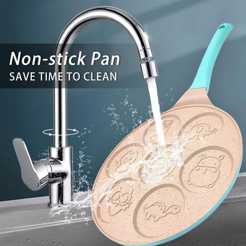 Vista 3 de [Usado] Sartén de huevos para tortilla para desayuno, sartén antiadherente para panqueques de 7 tazas, waffle, para niños