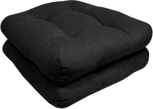 Vista 2 de Sweet Home Collection - Cojines para silla de patio y exterior, almohadillas prémium con relleno grueso y cómodo de fibra, mechones, 19 x 19 Negro