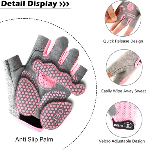 Vista 4 de Guantes de ciclismo para niños, sin dedos, transpirables, antideslizantes, para jóvenes, niños y niñas, ciclismo, motocicleta, motocross, deportes