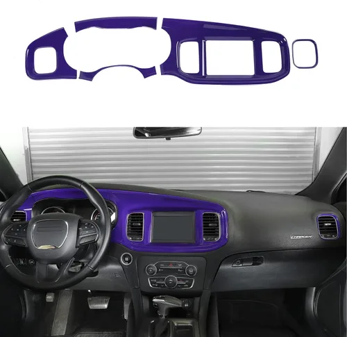 Vista 8 de Linskip Acabado de Tablero Compatible con Dodge Charger 2015 2016 2017 2018 2019 2020 2021 2022 2023, Panel de Cubierta de Consola Central