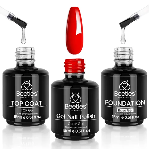 Vista 9 de Beetles - Juego de 3 esmaltes de uñas de gel blanco de 0.5 fl oz con base de gel y capa superior