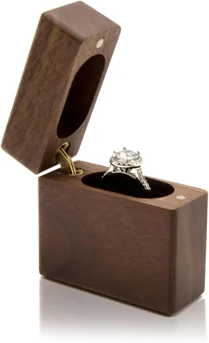 Vista 10 de MUUJEE ¿Qué tal para siempre? - Caja de anillo de propuesta grabada en madera, caja de anillo de portador para ceremonia de boda, idea de decoración