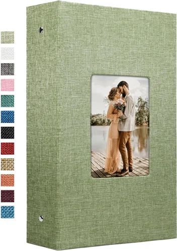 Vista 28 de Vienrose - Álbum de fotos de 4 x 6 pulgadas, 100 páginas, cubierta de lino con ventana frontal, para bebés, bodas, familias, niños y aniversarios