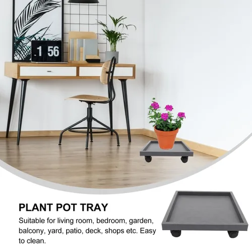 Vista 9 de ERINGOGO Flpwer - Carretilla cuadrada para plantas, 16 pulgadas, con ruedas bloqueables, soporte de metal resistente para plantas, plataforma