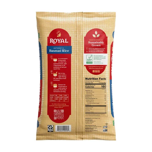 Vista 2 de Royal Auténtico arroz basmati blanco de grano largo - (paquete de 2) 5 Perfecto para biryanis, pilafs y curries - Cocina en microondas o en la estufa