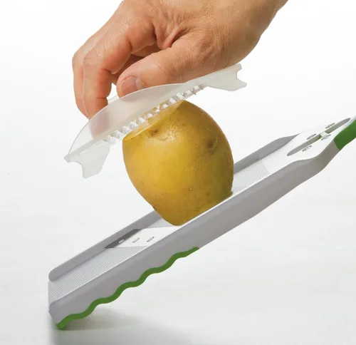 Vista 4 de PrepSolutions Cortadora de mandolina Adjust-A-Slice, verde, grosor ajustable, perfecta para verduras, frutas y más, (paquete de 12)