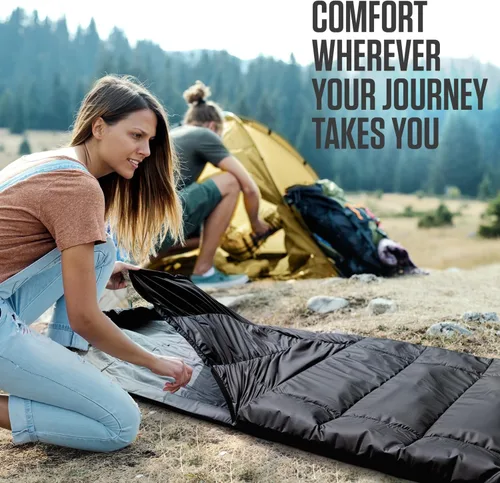 Vista 4 de VENTURE 4TH Saco de dormir para mochileros – XXL, tamaños dobles e individuales – Saco de dormir ligero para clima cálido y frío para adultos, niños