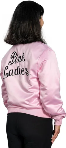Vista 4 de Mad Engine Grease - Chaqueta de disfraz rosa para mujer, disfraz de los años 50, disfraz de Halloween para mujer