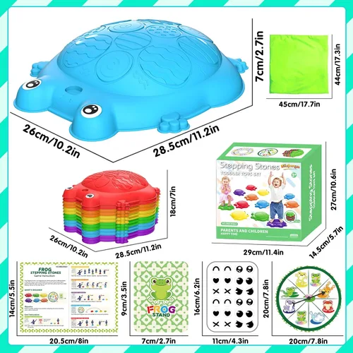 Vista 8 de Piedras de Equilibrio para Niños, 12 Piezas de Ranas, Piedras de Equilibrio Antideslizantes, Juguetes Sensoriales para Niños de 3 a 5 Años, Juego