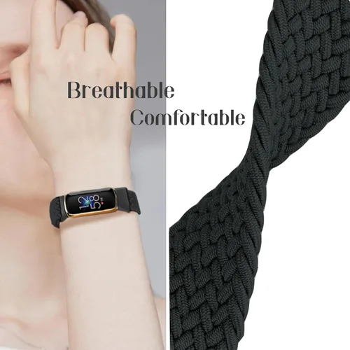 Vista 3 de Paquete de 4 correas deportivas trenzadas elásticas ajustables compatibles con Fitbit Luxe/Luxe Special Edition, correas elásticas de bucle suave