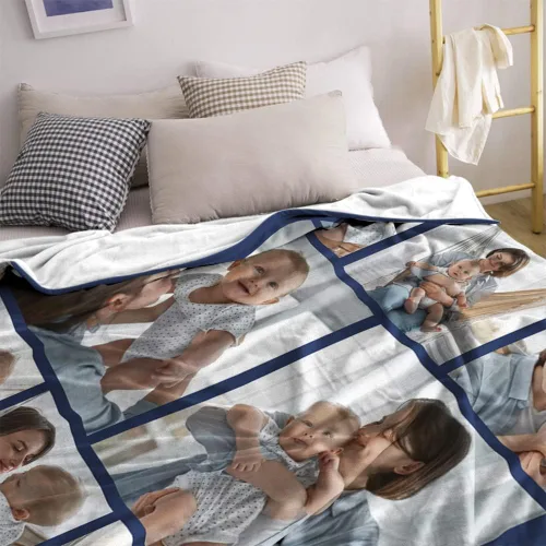 Vista 4 de MeMoShe Manta personalizada para el día de la madre, regalos de hija, hijo, manta personalizada con fotos, regalos para mamá, mujeres, regalos
