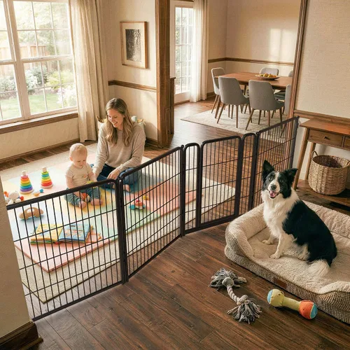 Vista 14 de FXW - Puerta para perro, extra ancha ajustable para aberturas de hasta 46 pulgadas, 24 pulgadas de alto Negro