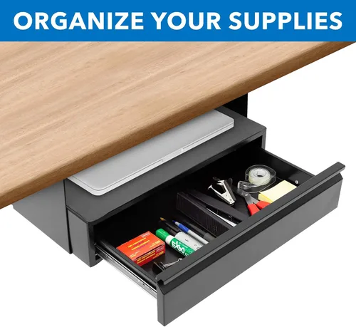 Vista 4 de Mount-It! Kit de cajón extraíble para debajo del escritorio con estante para laptop y tablet, organizador de almacenamiento de oficina, se monta