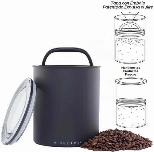 Vista 3 de Airscape de Planetary Design Almacenamiento de café de 2.2 libras Negro mate