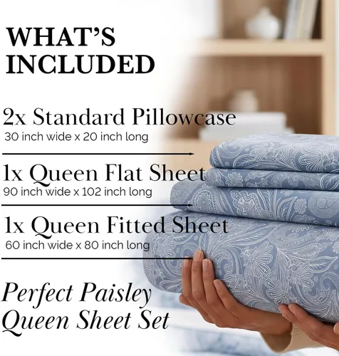 Vista 286 de Southshore Fine Living, Inc. Colección Winter Brush, juego de sábanas de 3 piezas para cama individual, sábana bajera con bolsillo profundo de 14