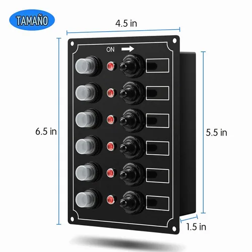 Vista 5 de Panel de interruptores marinos, Haoguo Panel eléctrico de barco de 6 Gang con disyuntor, IP67 impermeable, aplicable a barcos, yates, barcos
