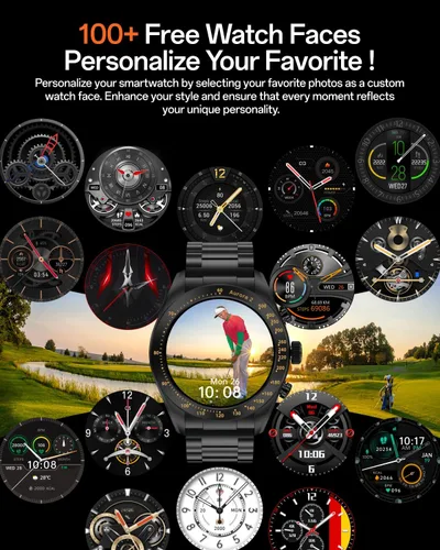 Vista 8 de Aurora 2 - Reloj inteligente para hombre, responder/hacer llamadas, pantalla AMOLED HD de 1.32 pulgadas, reloj inteligente de 350 mAh, monitor