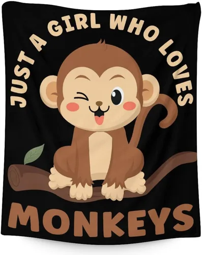 Vista 12 de Manta de mono para niñas pequeñas, tamaño de regazo de 30 x 40 pulgadas, manta de felpa suave y peluda para regalo, manta negra linda para cama, sofá