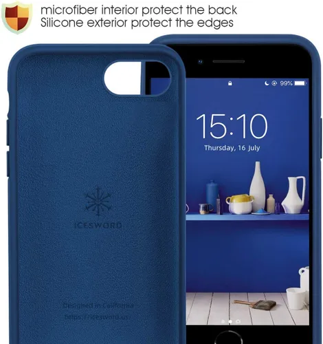 Vista 3 de IceSword Funda para iPhone SE 3 2022 [actualizada]/ iPhone SE 2020 (2ª generación)/iPhone 7/iPhone 8 funda de silicona azul, funda de goma de gel