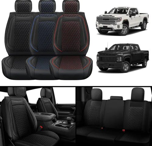 Vista 8 de Octomo Juego completo de fundas de asiento compatibles con Chevy Silverado GMC Sierra Custom Fit 2007 a 2023 1500 2500HD 3500HD Crew Double Extended