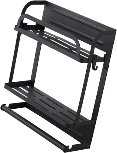 Vista 7 de Organizador magnético para especias, estante magnético para refrigerador, estante de almacenamiento con soporte para toallas de papel para Doble