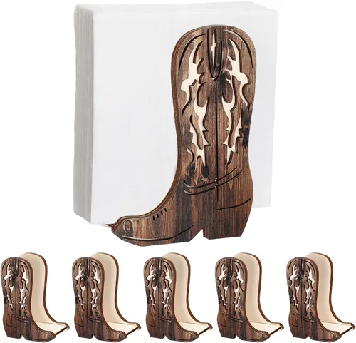 Vista 10 de CroBlissful 1 Pieza Servilletero de Bota de Vaquero Occidental para Mesa Cocina Casa de Campo Dispensador de Servilletas Soporte de Papel Rústico