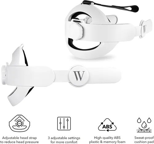 Vista 2 de Wasserstein Adjustable Head Strap Compatible with MetaOculus Quest 2 - Increased Support and Reduced Head Pressure with Sweat-Proof Cushion Pad