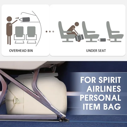 Vista 2 de WANDF Para Spirit Airlines - Bolsa para artículos personales de 18 x 14 x 8 pulgadas debajo del asiento con bolsillo para ropa húmeda