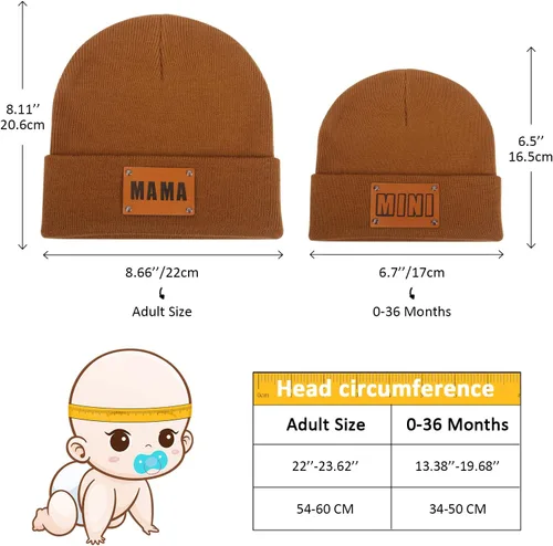 Vista 31 de Gorro para padres e hijos,Madre y bebé hija/hijo gorro de punto cálido de invierno,Gorro suave para niños