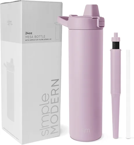 Vista 28 de Botella de agua filtrada Simple Modern Botellas de agua de viaje con filtro de carbono de acero inoxidable aislada Reutilizable para agua