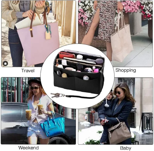 Vista 7 de ZTUJO - Organizador de bolsos de fieltro con cremallera metálica que se adapta a bolsos de mano y tote, especialmente diseñado para bolsos Speedy