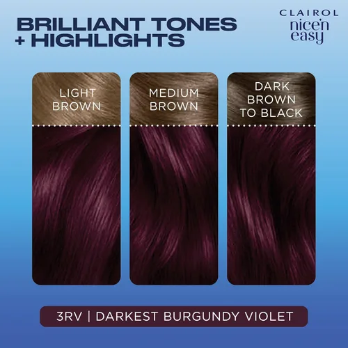 Vista 5 de Clairol Nice'n Easy - Tinte permanente para el cabello, color violeta borgoña más oscuro 3RV, paquete de 1 unidad