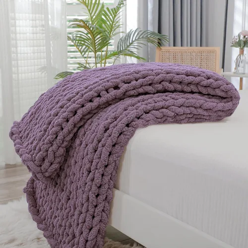 Vista 26 de Bigacogo - Cobija de punto grueso de 40 x 40 pulgadas, de felpilla, 100% tejida a mano, cobija pequeña de punto trenzado suave y grueso, con nudo