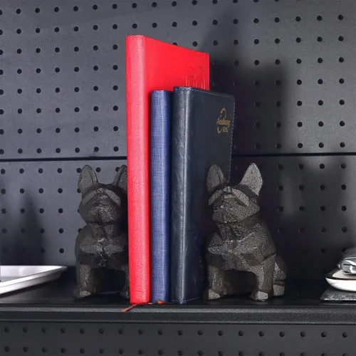Vista 3 de Ambipolar Sujetalibros geométricos para decoración de perros, sujetalibros geométricos para guardar libros, resistentes para escritorio de oficina