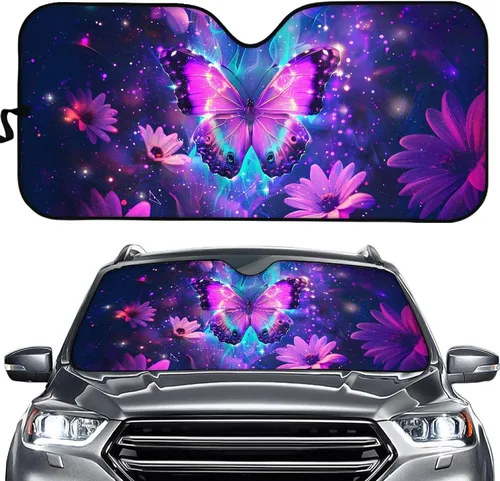 Vista 10 de Clohomin - Parasol para parabrisas de coche, bloquea los rayos UV, protector de visera, parasol para mantener tu vehículo fresco, ajuste universal