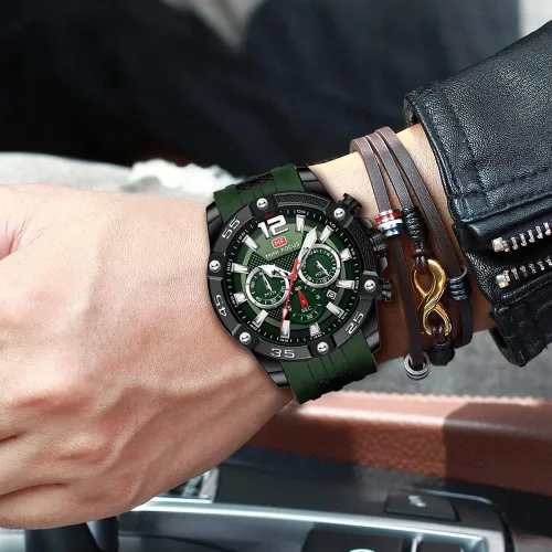 Vista 5 de KXAITO Mens Watches Military Sport Waterproof Chronograph Watch Luminous Silicon Strap Casual Watches for Men Fashion Analog Quartz Business Wrist