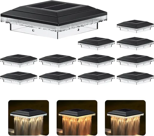 Vista 10 de Luces solares 4x4, paquete de 8 luces solares para postes de valla Blanco