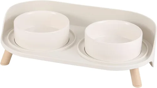 Vista 8 de Juego de Cuencos Elevados de Cerámica para Gatos - Platos Dobles Elevados para Alimentos y Agua - Soporte Antideslizante y Resistente a Salpicaduras