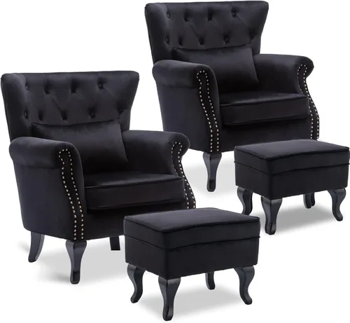 Vista 31 de Sillas de Brazo de Lectura Accent Sillas Midcentury Modernas Cómodas Silla de Sofá de Esquina, Silla de Club Wingback de Sala de Espera con Respaldo