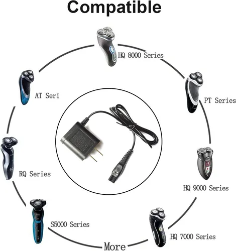 Vista 5 de LinMei Cable de alimentación adaptador de 15 V compatible con Philips Norelco HQ8505 7000 5000 3000 Series 3500 MG3750 MG5750 MG7750 S1560