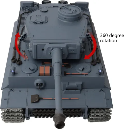 Vista 4 de 1/16 2.4ghz Control remoto alemán Tiger I en color gris, modelo de tanque para adultos