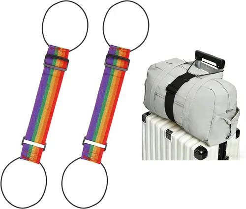 Vista 8 de Correas de conector de equipaje ajustables fuertes y multiusos, añade una bolsa, maleta fácil de viajar, cinturón de sujeción elástico flexible