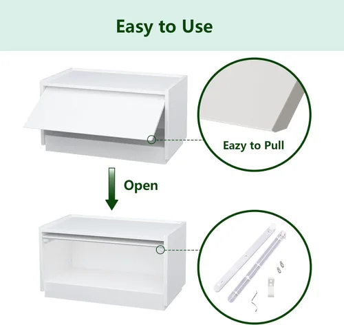 Vista 6 de woodtalks Cómoda apilable para puerta elevable, juego de 2 contenedores de almacenamiento con tapas, armarios multiusos para dormitorio, mesita