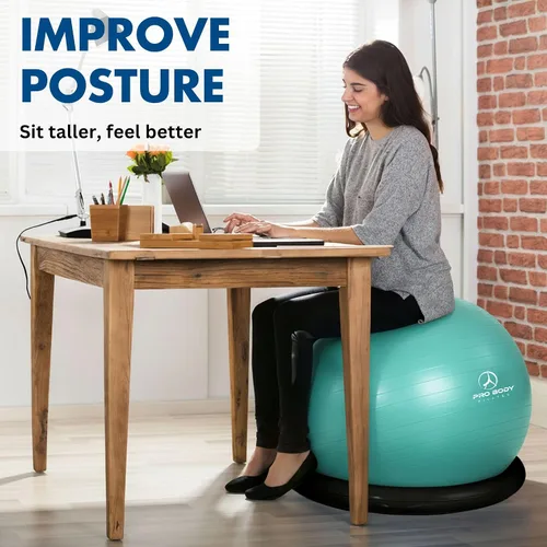 Vista 2 de ProBody Pilates Yoga Ball Chair, Exercise Ball Chair with Base or Stand for Home Office Desk Sitting or Workout, Balance Ball & Stability Ball Seat