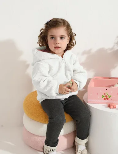 Vista 3 de Chaqueta con capucha de forro polar para bebés, niñas y niños, abrigo cálido de invierno con orejas